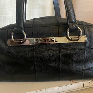 Chanel bowling bag with Chanel plate on the front